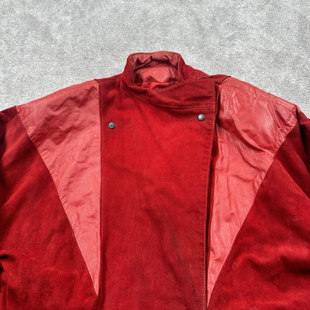 Comint Women's Red Leather Jacket Suede Size Medium Argentina - Picture 3 of 13